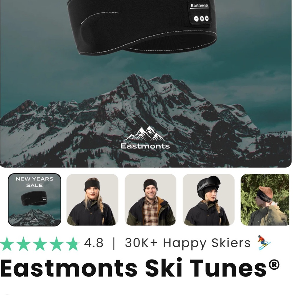 Eastmonts Black Ski Headband